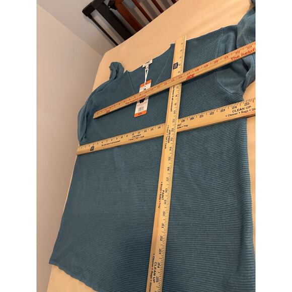 Women's Size XXL Ella Moss Sweater Pullover Ribbed V-Neck Blue Soft Long Sleeve - Picture 6 of 9